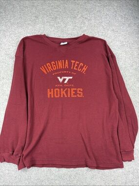 NCAA Virginia Tech Maroon Long Sleeve Thermal Shirt with Orange Logo